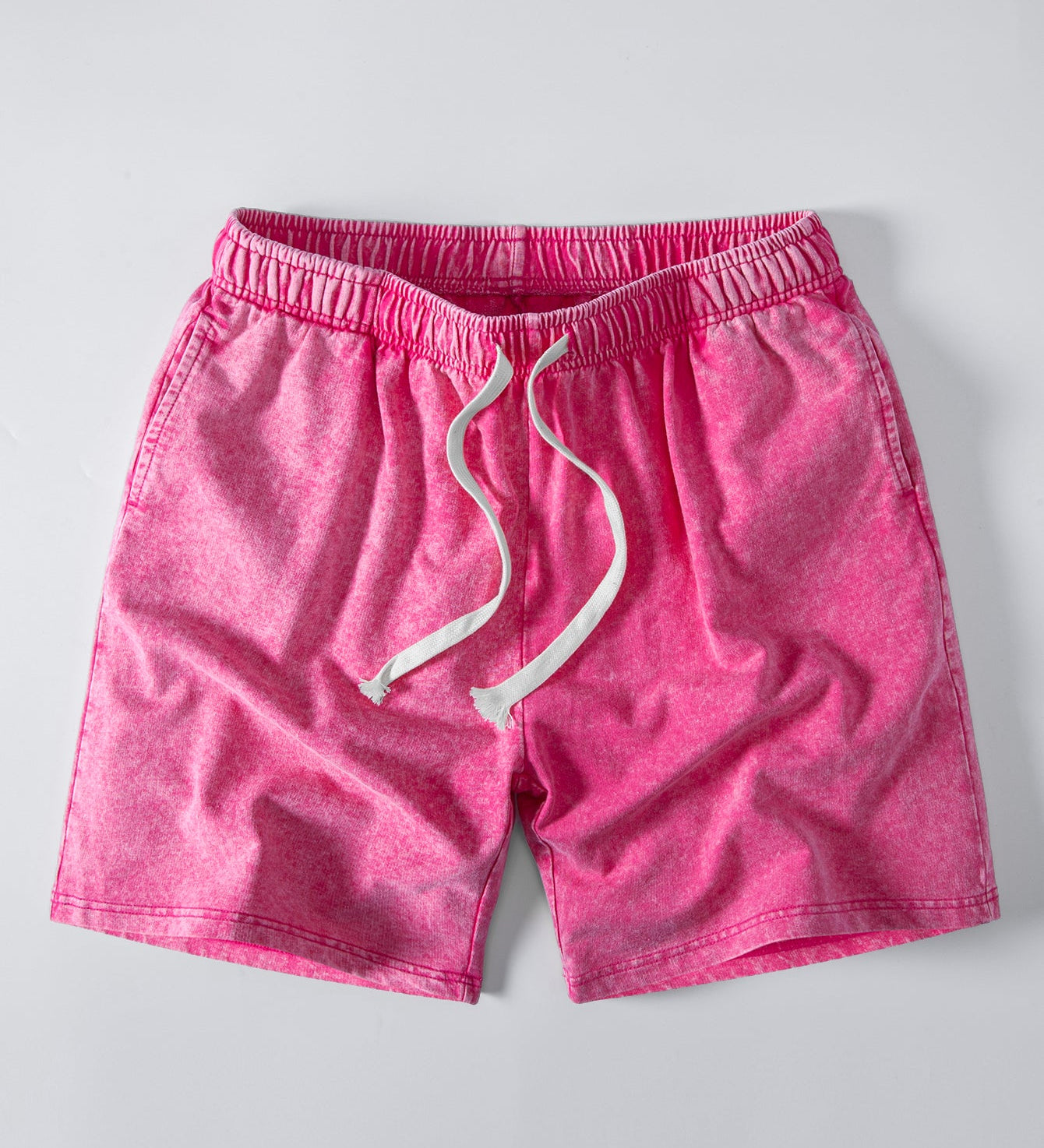 Washed Distressed Drawstring Shorts