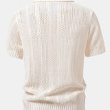 Relax Fit Crochet V Neck Knit Polo
