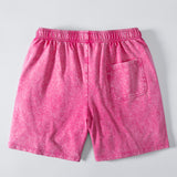 Washed Distressed Drawstring Shorts