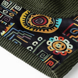 Tribal Geometric Print Patchwork Corduroy Shorts