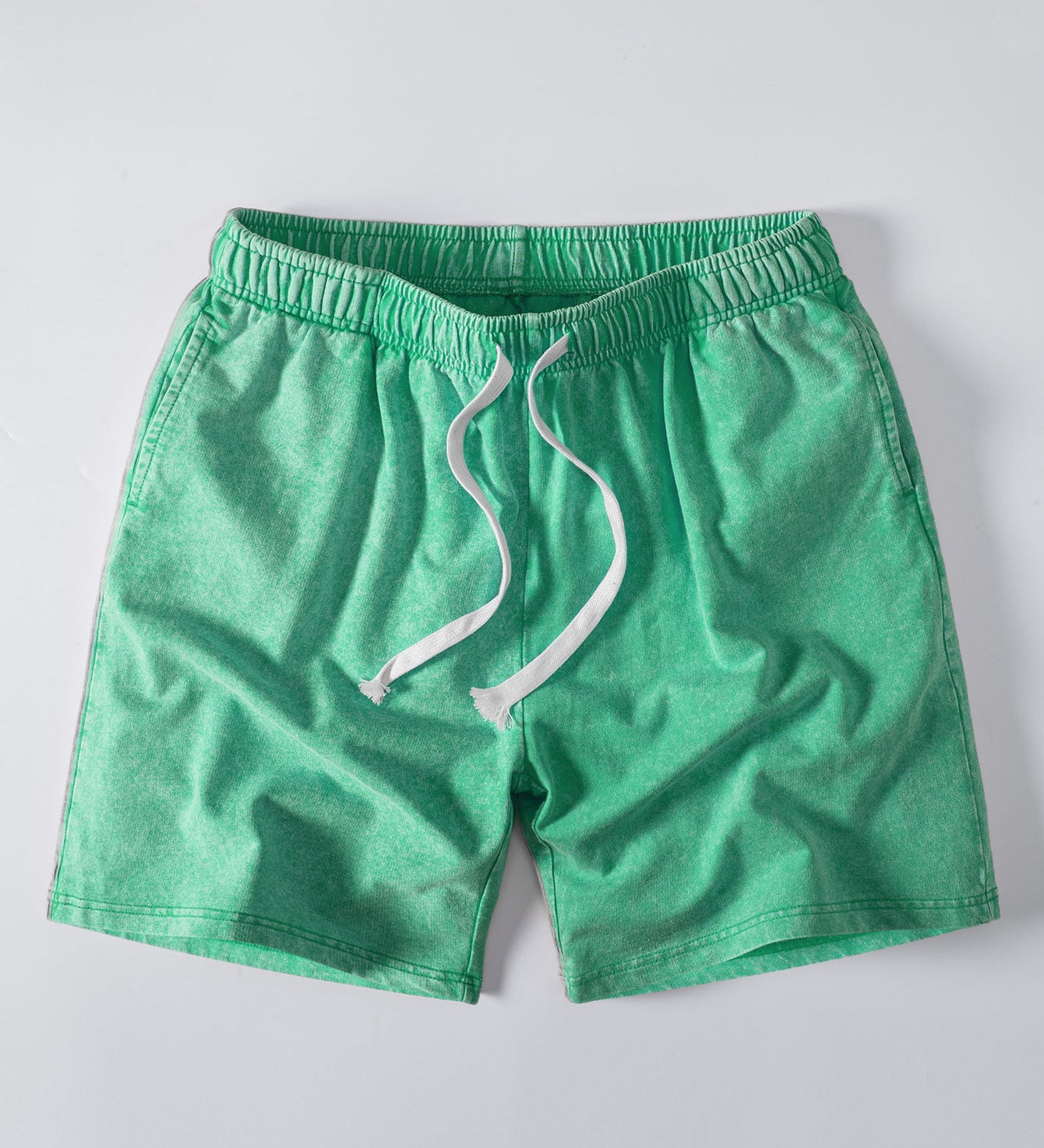 Washed Distressed Drawstring Shorts