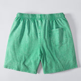 Washed Distressed Drawstring Shorts
