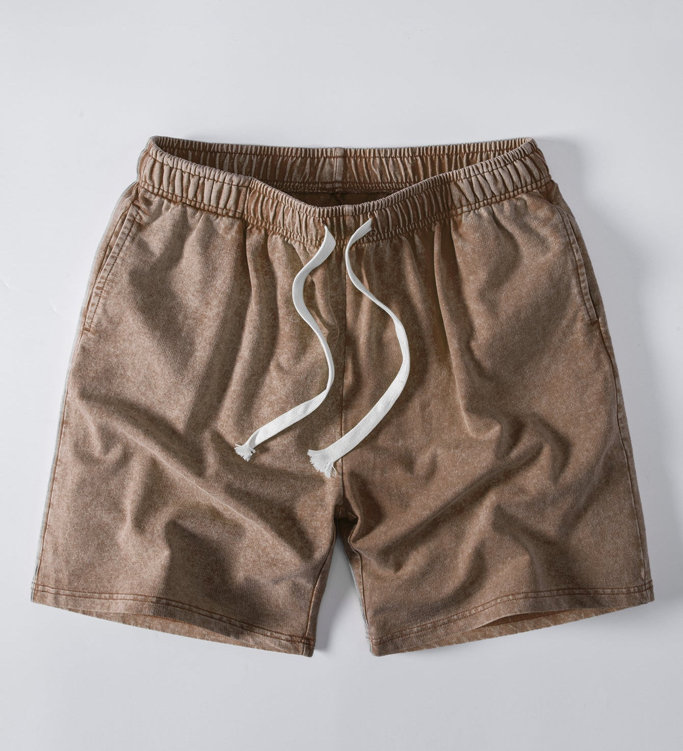 Washed Distressed Drawstring Shorts