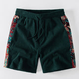 Ethnic Geometric Jacquard Patchwork 7" Corduroy Shorts