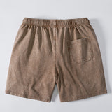 Washed Distressed Drawstring Shorts