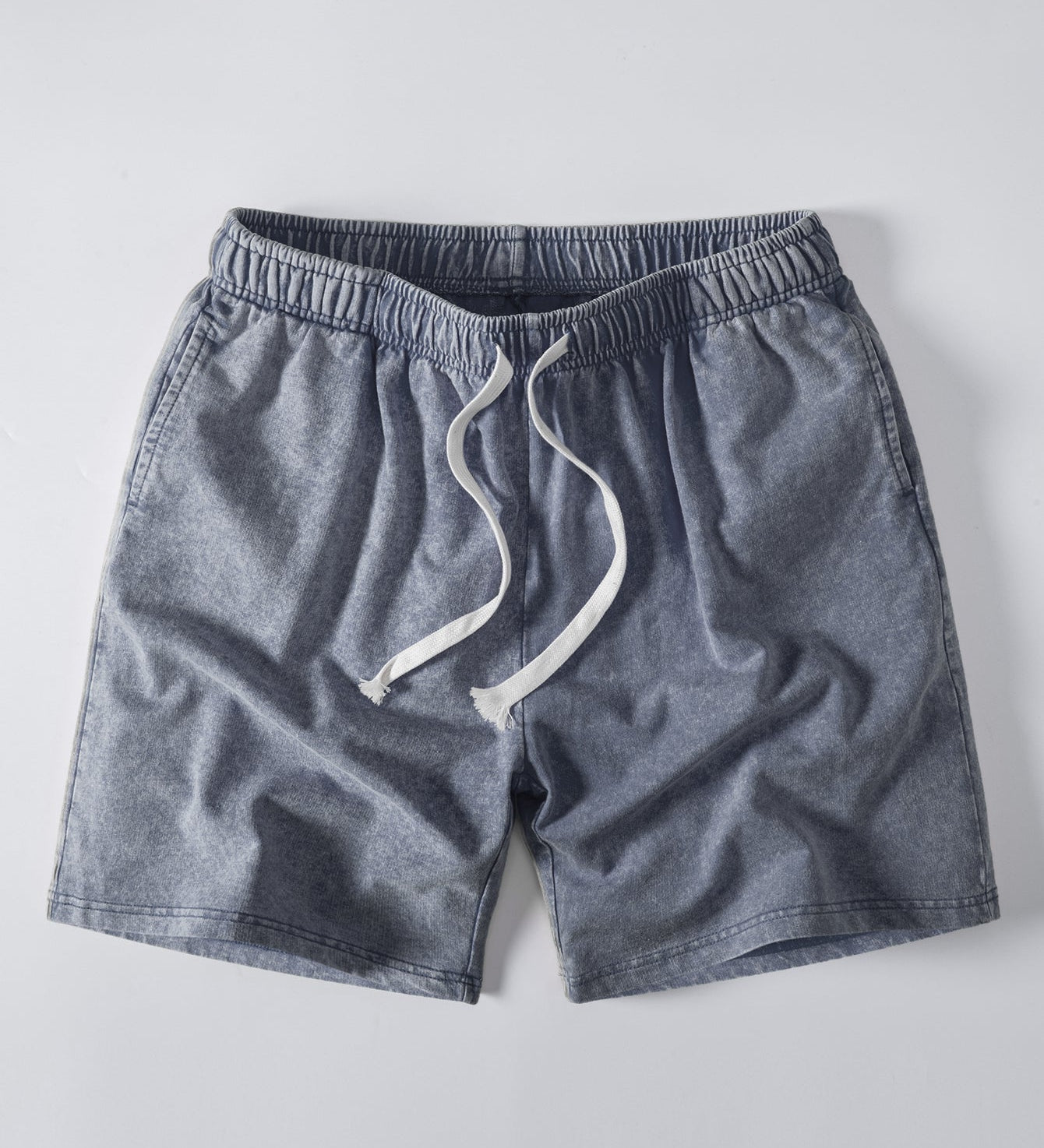 Washed Distressed Drawstring Shorts