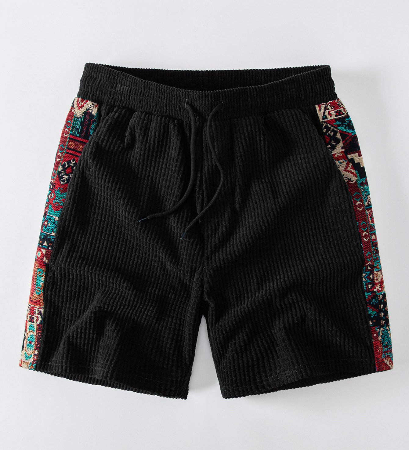 Ethnic Geometric Jacquard Patchwork 7" Corduroy Shorts