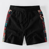 Ethnic Geometric Jacquard Patchwork 7" Corduroy Shorts