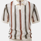Relax Fit Crochet V Neck Knit Polo